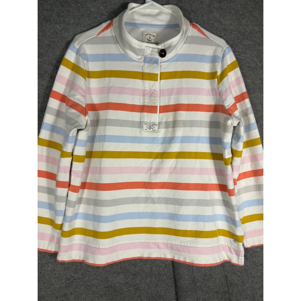 Joules Premium Grade Striped Mock Neck Button Top Multi Color Womens US 16